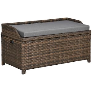 71 gal. Gray Aluminum Outdoor Storage Bench, Deck Box with Interior Waterproof Bag and Comfortable Cushion