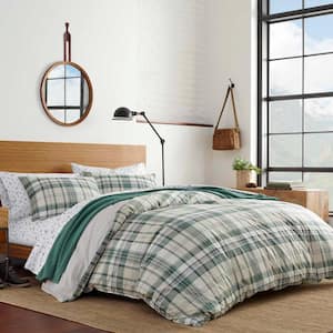 Timbers 3-Piece Green Plaid Cotton King Comforter Set