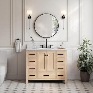 Cambridge 43 in. W x 22 in. D x 35 in. H Single Freestanding Bath Vanity in Oak with Italian Carrara Marble Top