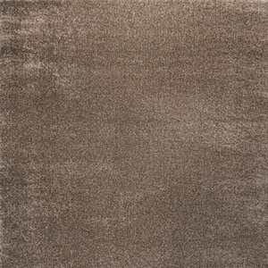 Haze Solid Low-Pile Brown 5 ft. Square Area Rug
