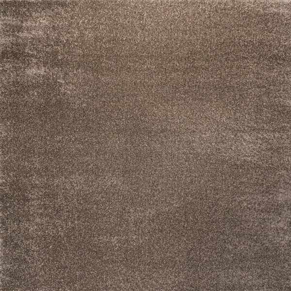 Haze Solid Low-Pile Brown 5 ft. Square Area Rug