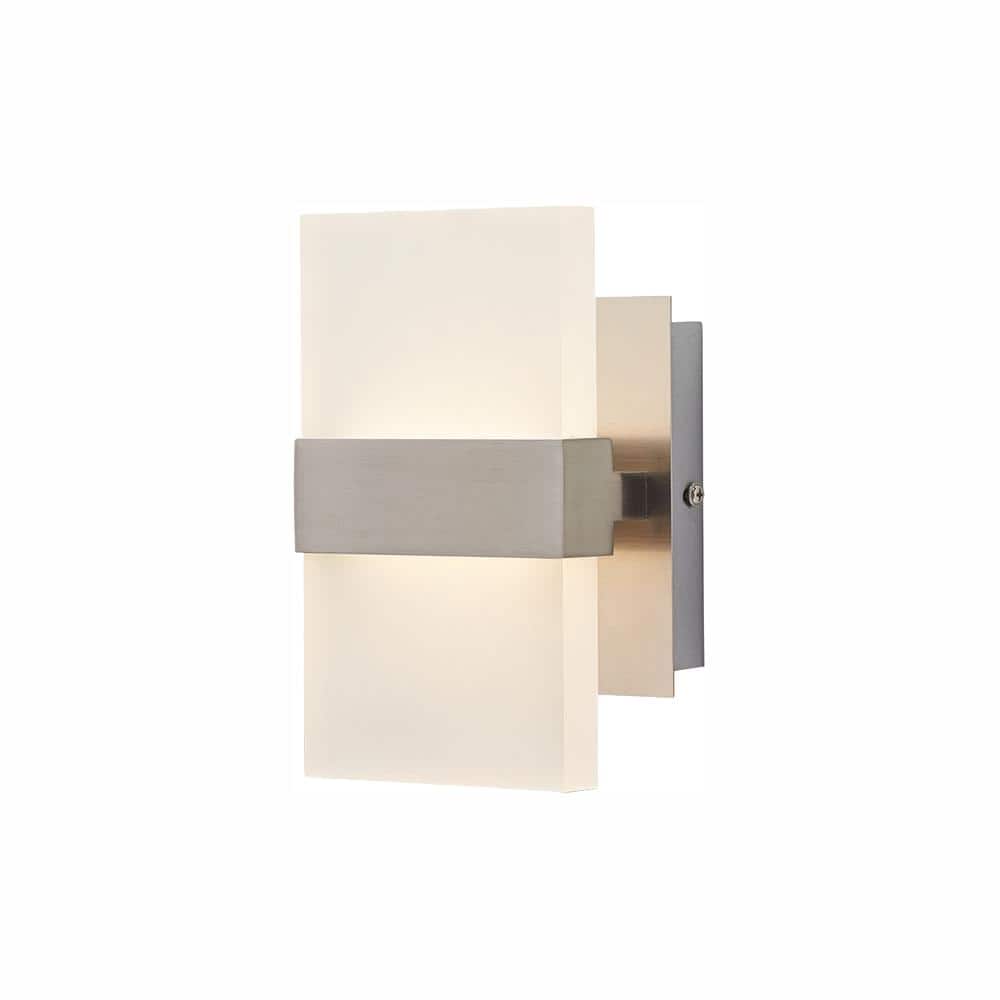 Home Decorators Collection Alberson in. Brushed Nickel 2-Light LED Sconce  28616-HBUR The Home Depot