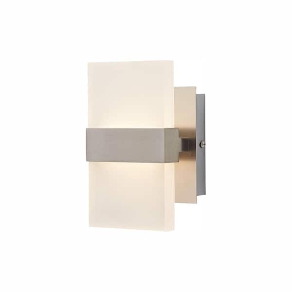 Home Decorators Collection Alberson 5 in. Brushed Nickel 2-Light LED Sconce