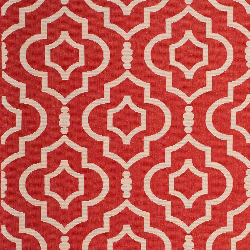 Red/Bone Synthetic 9' x 12' Rectangular Easy-Care Area Rug