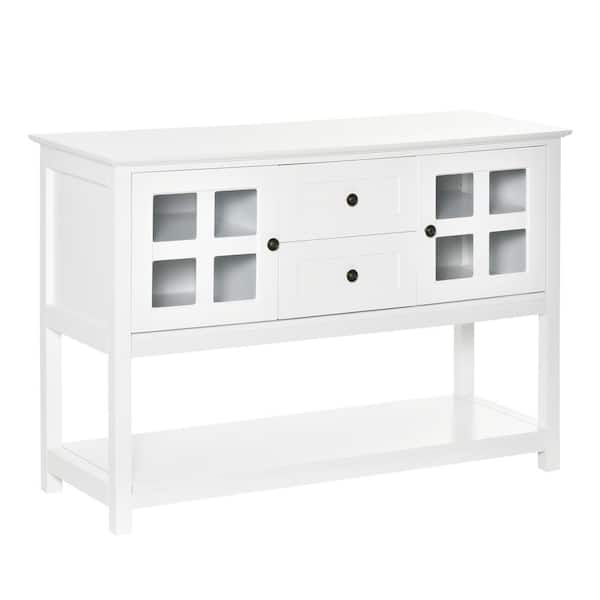 HOMCOM Kitchen Sideboard Serving Buffet Storage Cabinet Cupboard with Adjustable Shelves for Dining Living Room White