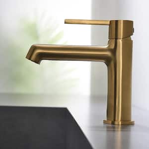 Single Handle Single Hole Bathroom Faucet with Spot Resistant in Gold