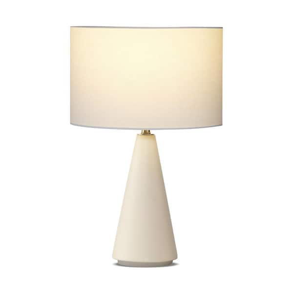 Brightech Nathaniel 20 in. Modern Energy Efficient LED Standard Table Lamp with Sleek Beige Fabric Drum Shade