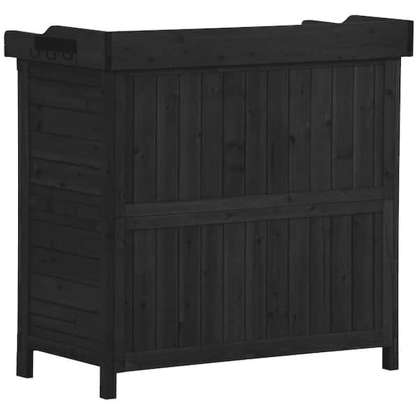 Polibi 39 in. W x 37.4 in. H Black Potting Bench with 2-Tier Shelves and Side Hook