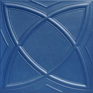 Elliptic Illusion Van Deusen Blue 1.6 ft. x 1.6 ft. Decorative Foam Glue Up Ceiling Tile (21.6 sq. ft./Case)