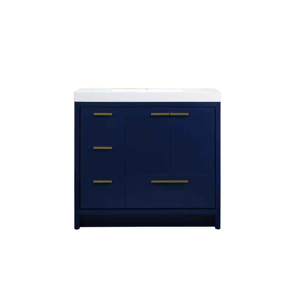 Simply Living 36 in. Single Bathroom Vanity in Blue with Resin Vanity Top i