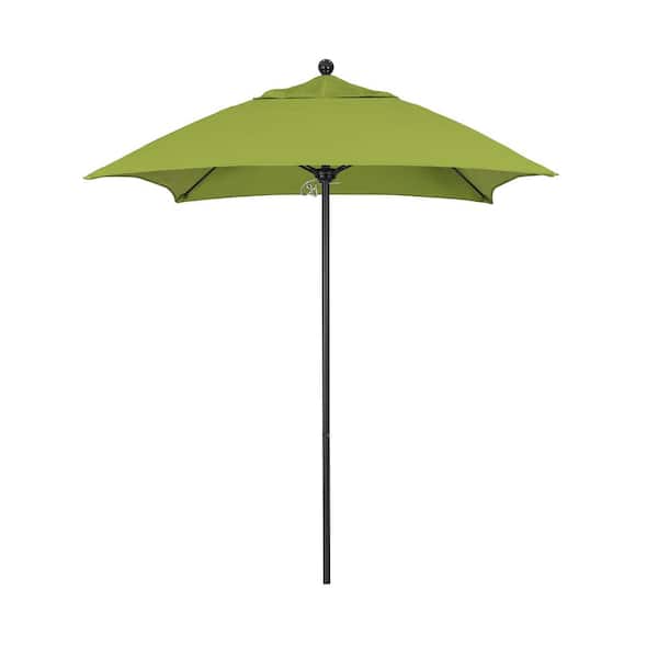 California Umbrella 6 ft. Square Black Aluminum Commercial Market Patio Umbrella with Fiberglass Ribs and Push Lift in Macaw Sunbrella