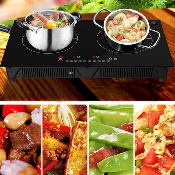 DRINKPOD 11 in. x 20 in. Ceramic Top Dual Induction Cooktop Portable  Modular Induction Cooktop Black 2 Burners and 9 Power Zones DP-CHEFTOP-2V -  The Home Depot