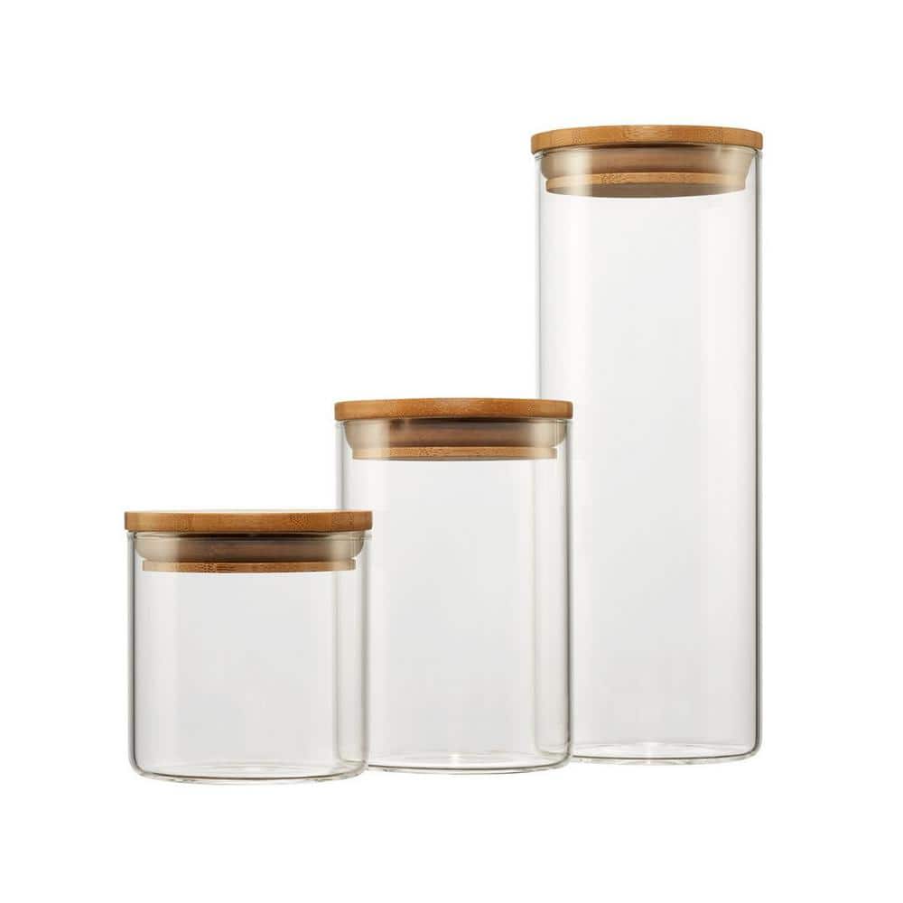 Canister Glass Kitchen Canisters with Airtight Acacia Lid, Tall Clear Food Storage  Jar, Kitchen Pantry Noodles Flour Coffee - China Glass Jar and Glass  Container price