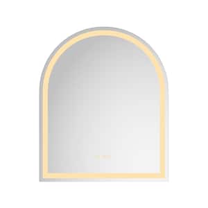 30 in. W x 36 in. H Arched Frameless LED Light Wall Anti-Fog Bathroom Vanity Mirror