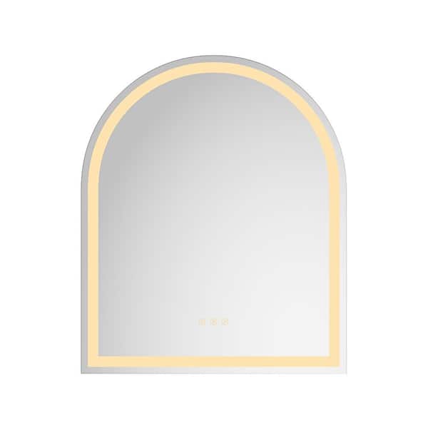 Interbath 30 in. W x 36 in. H Arched Frameless LED Light Wall Anti-Fog Bathroom Vanity Mirror