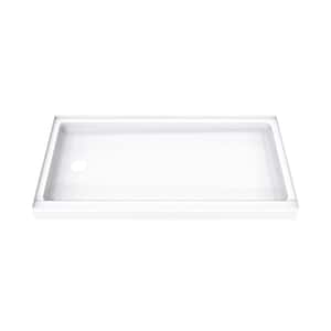 DreamStone 32 in. L x 60 in. W Alcove Shower Pan Base with Left Drain in White