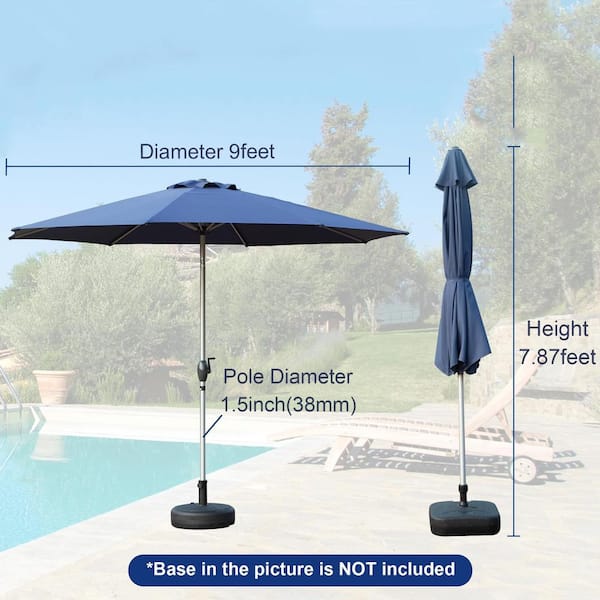 abba patio outdoor patio umbrella 9-feet aluminum market table umbrella Dytona Steel Base for coated steel pole Lyon 108" Market Umbrella Abba