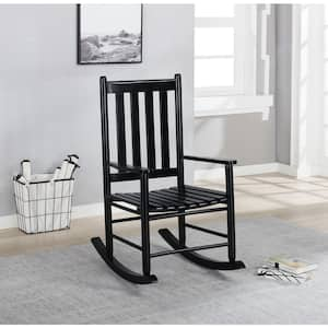 Black Wooden Slat Back Rocking Chair