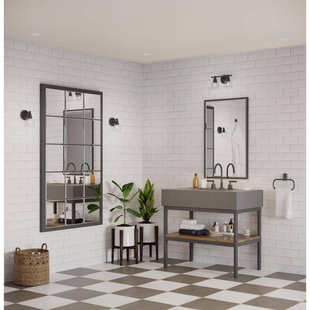 Matte Black Clear Glass Farmhouse Bath Vanity Light
