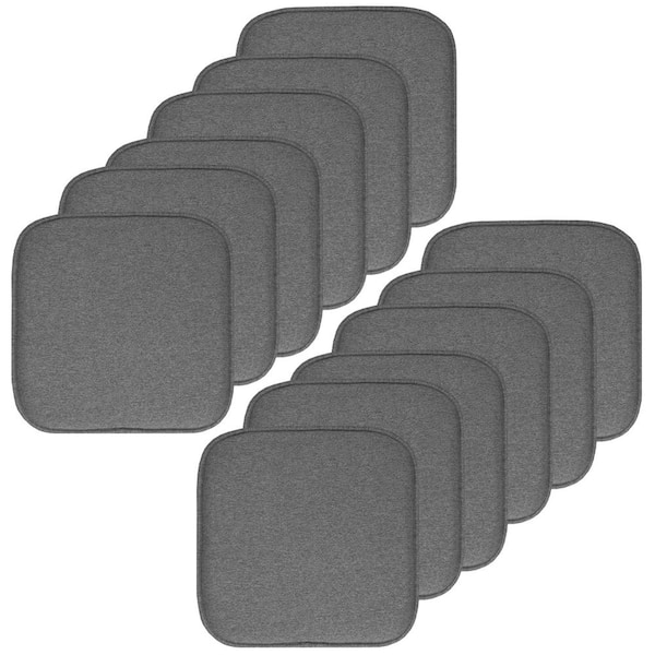 Sweet Home Collection Charlotte Jacquard Square Memory Foam 16 in.x16 in. Non-Slip Back, Chair Cushion (12-Pack), Gray