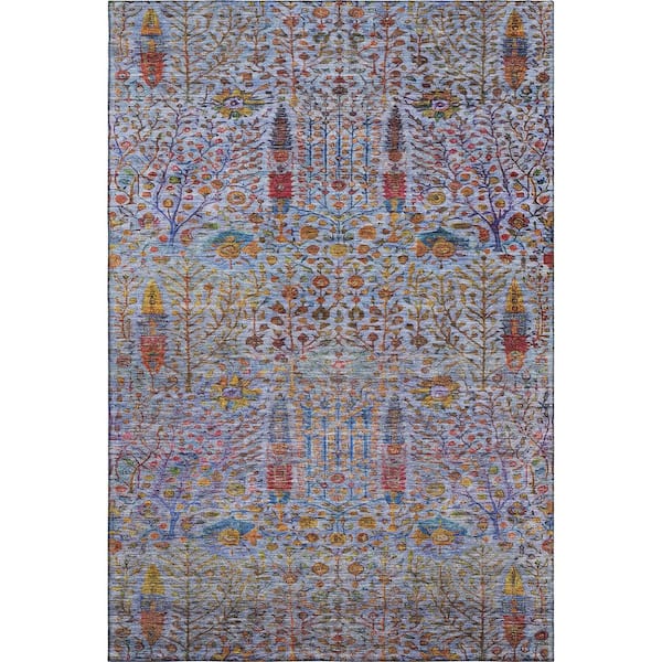 Mayfield Premium Machine Washable Abstract AMF2053 Blue 9 ft. x 12 ft. Area Rug