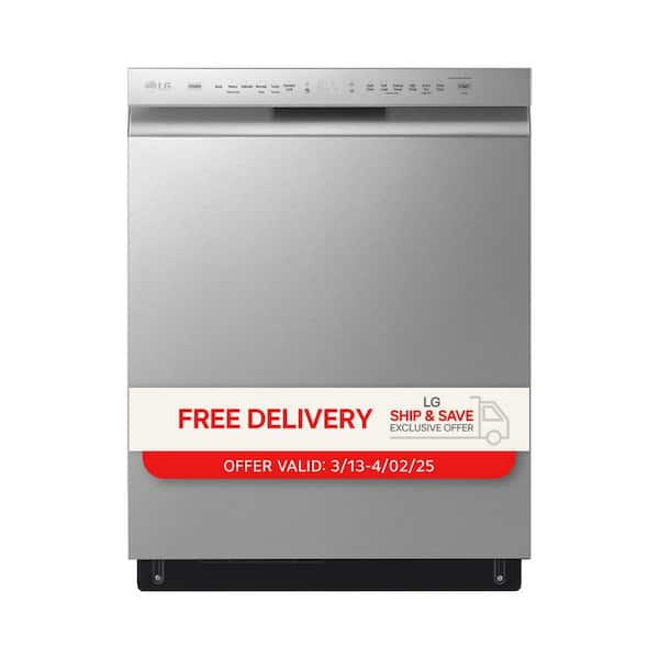 LG 24 in. PrintProof Stainless Steel Front Control Dishwasher with QuadWash, 3rd Rack & Dynamic Dry, 48 dBA