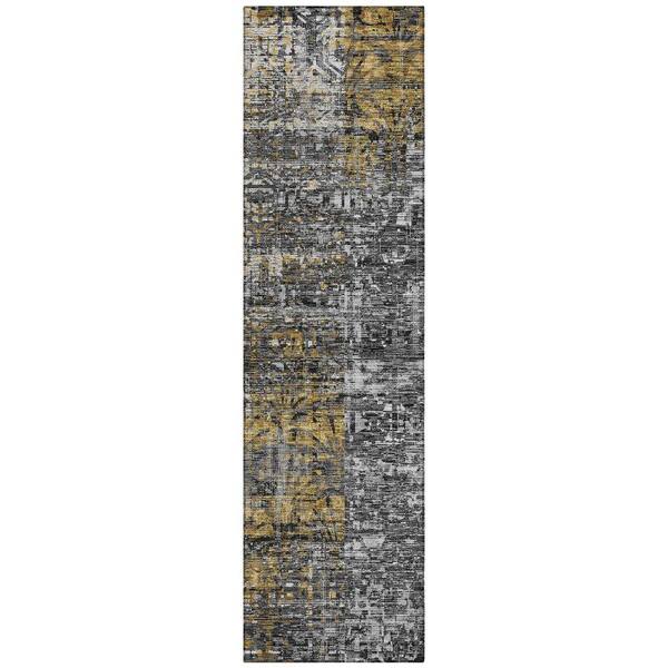 Chantille Machine Washable Indoor/Outdoor Abstract ACN2785 Black 2 ft. x 7 ft. Runner Rug