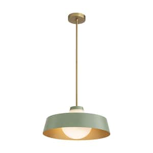 Winnie 1-Light Green Mid-Century Modern Pendant Light with Opal Glass Shade