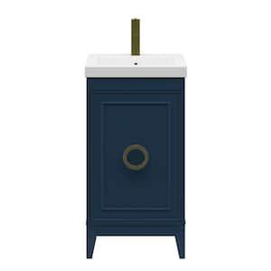 18 in. D X 18 in. W x 34 in. H Bath Vanity in Fontana Blue with Cultured Marble Vanity Top in White with White Basin