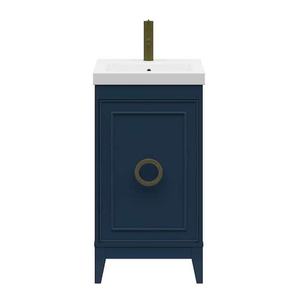 Twin Star Home 18 in. D X 18 in. W x 34 in. H Bath Vanity in Fontana Blue with Cultured Marble Vanity Top in White with White Basin