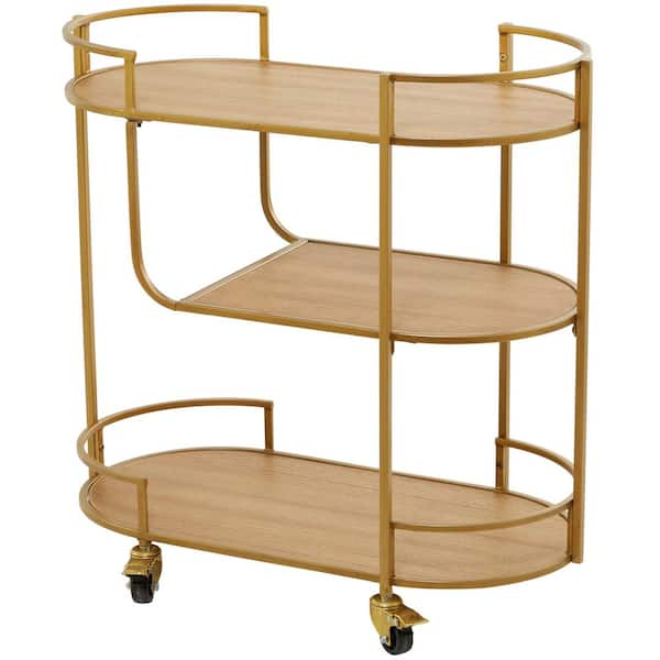 Litton Lane Gold Bar Cart with Oval Shape 043147 The Home Depot