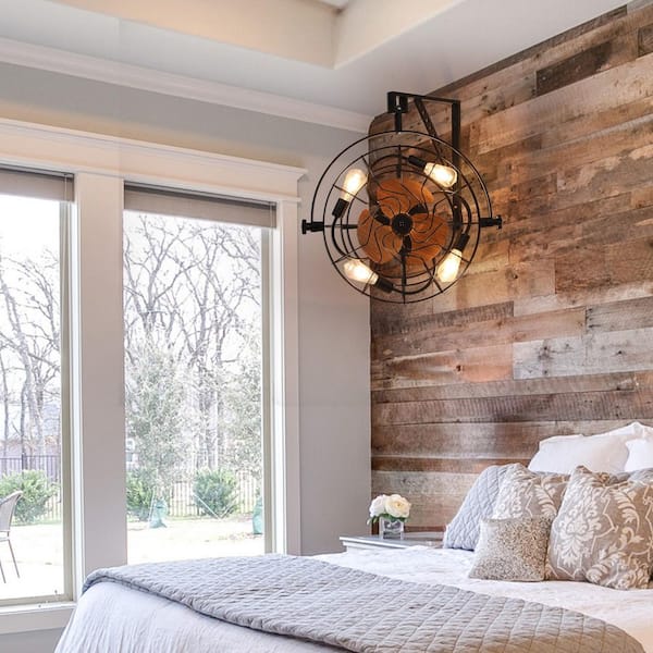 25 in. Modern Indoor Wood and Matt Black Ceiling Fan with Light and Remote for Bedroom Dining Room
