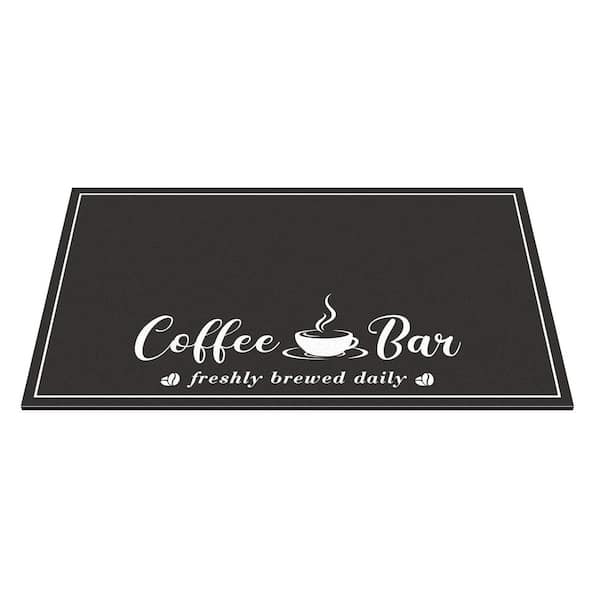 12 in. x 20 in. Absorbent Non-Slip Coffee Mat Eco-Friendly PU Rubber Kitchen Counter Dish Drying Placemat Black 1 Piece