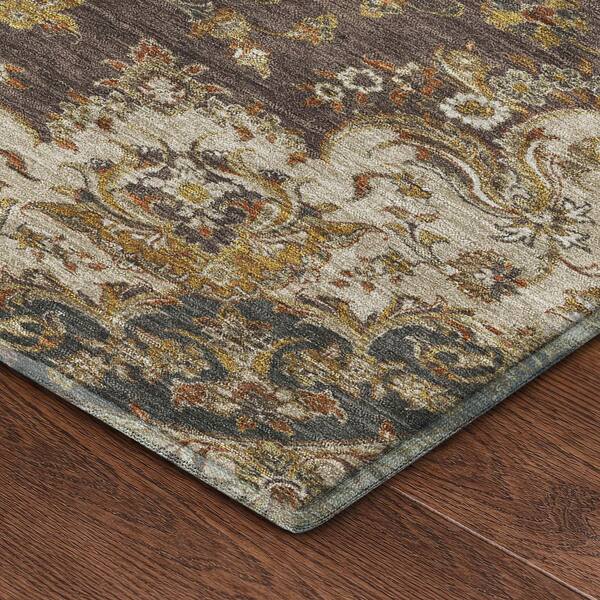 Mayfield Premium Machine Washable Abstract AMF2543 Chocolate 9 ft. x 12 ft. Area Rug