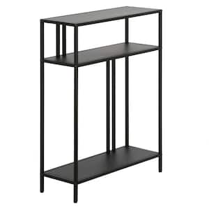 Cortland 22 in. Blackened Bronze Rectangle Metal Console Table with Metal Shelves