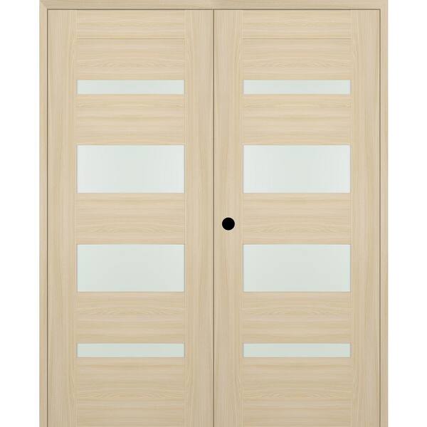 Belldinni Vona 07-01 64 in. x 96 in. Right Active 4-Lite Frosted Glass Loire Ash Wood Composite Double Prehung Interior Door
