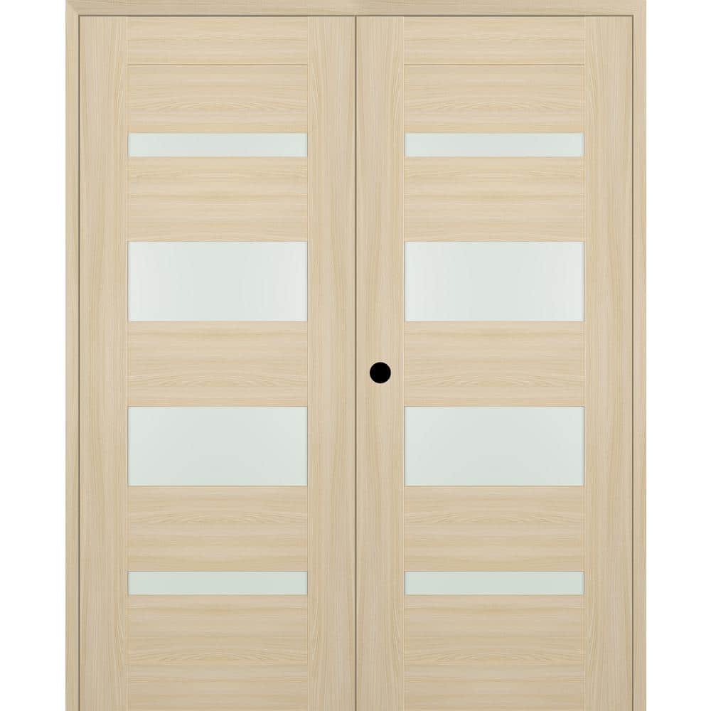 Vona 07-01 72 in. x 80 in. Right Active 4-Lite Frosted Glass Loire Ash Wood Composite Double Prehung Interior Door price history on PriceWatchPro