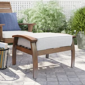 Modern Brown Aluminum Outdoor Ottoman with Sunbrella Beige Cushion Cast Shale