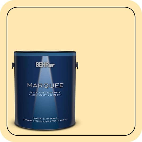 BEHR MARQUEE 1 gal. #350B-4 Lemon Souffle Satin Enamel Interior Paint & Primer