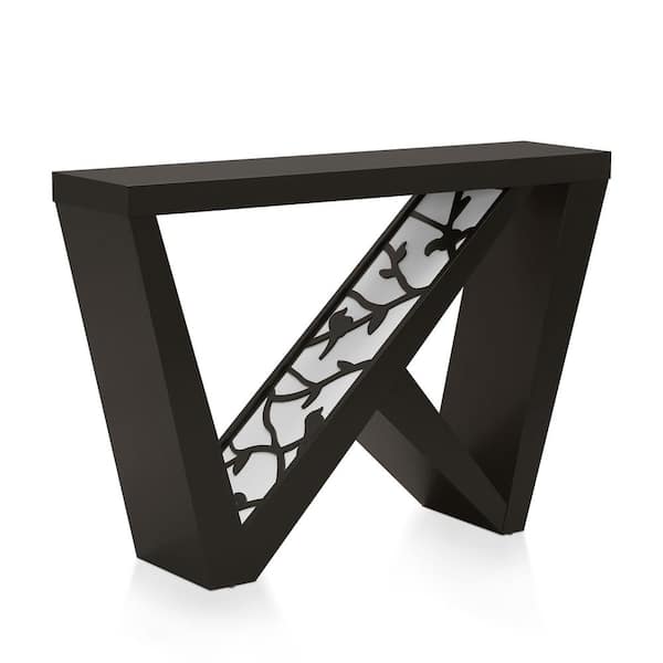 Tara 47.25 in Black Rectangle MDF Console Table with Adjustable LED Light