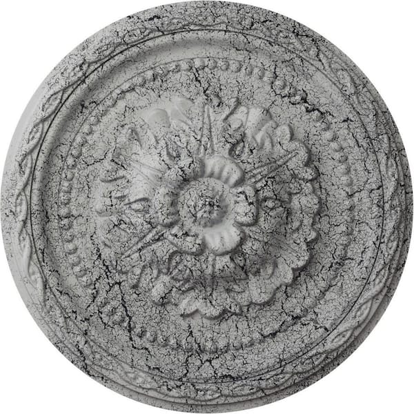 11-1/2 in. x 1 in. Palmetto Urethane Ceiling Medallion, Ultra Pure White  Crackle