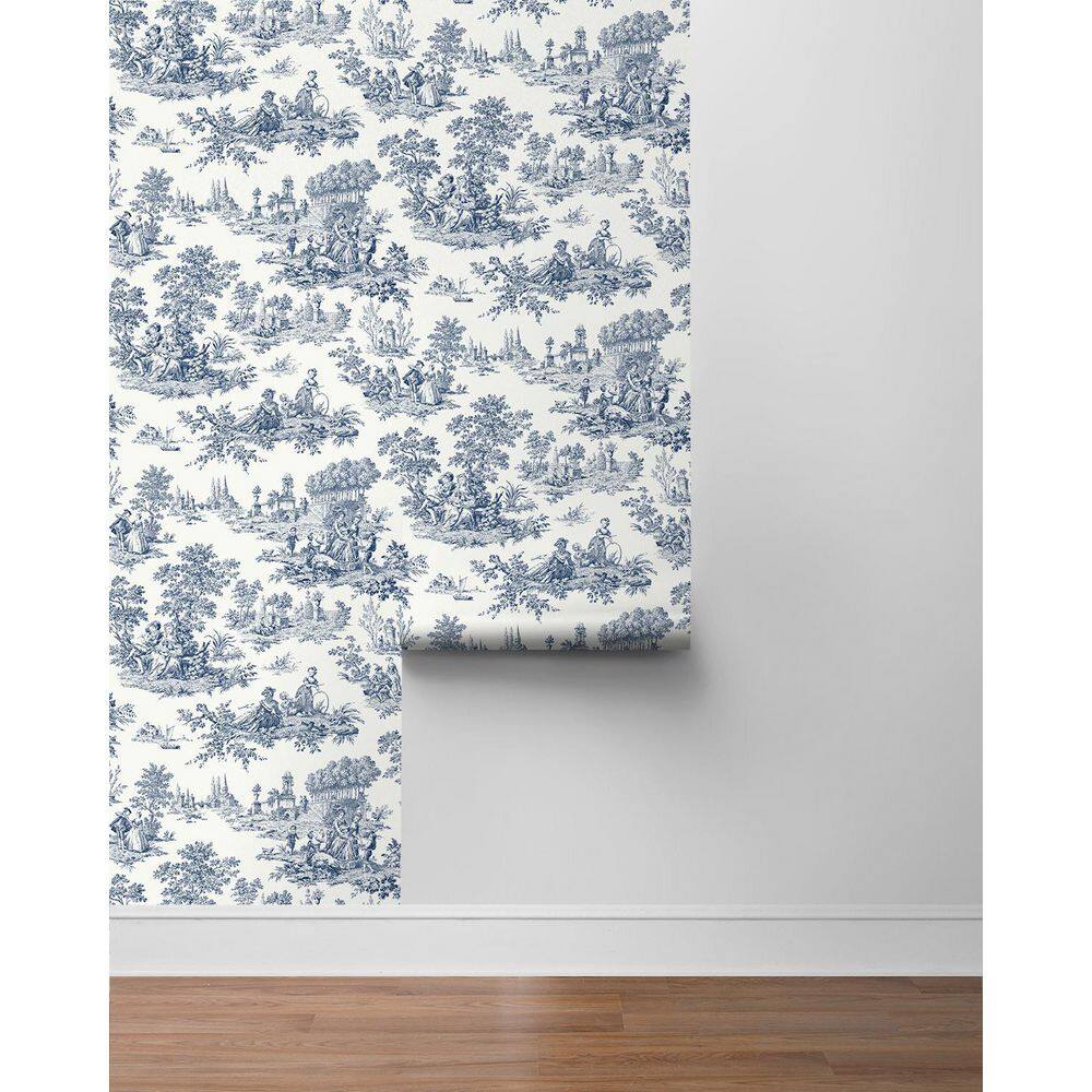 Navy Blue Chateau Toile Peel and Stick Wallpaper