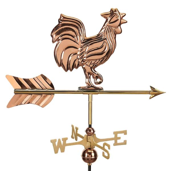 Rooster Cottage Weathervane - Pure Copper with Roof Mount