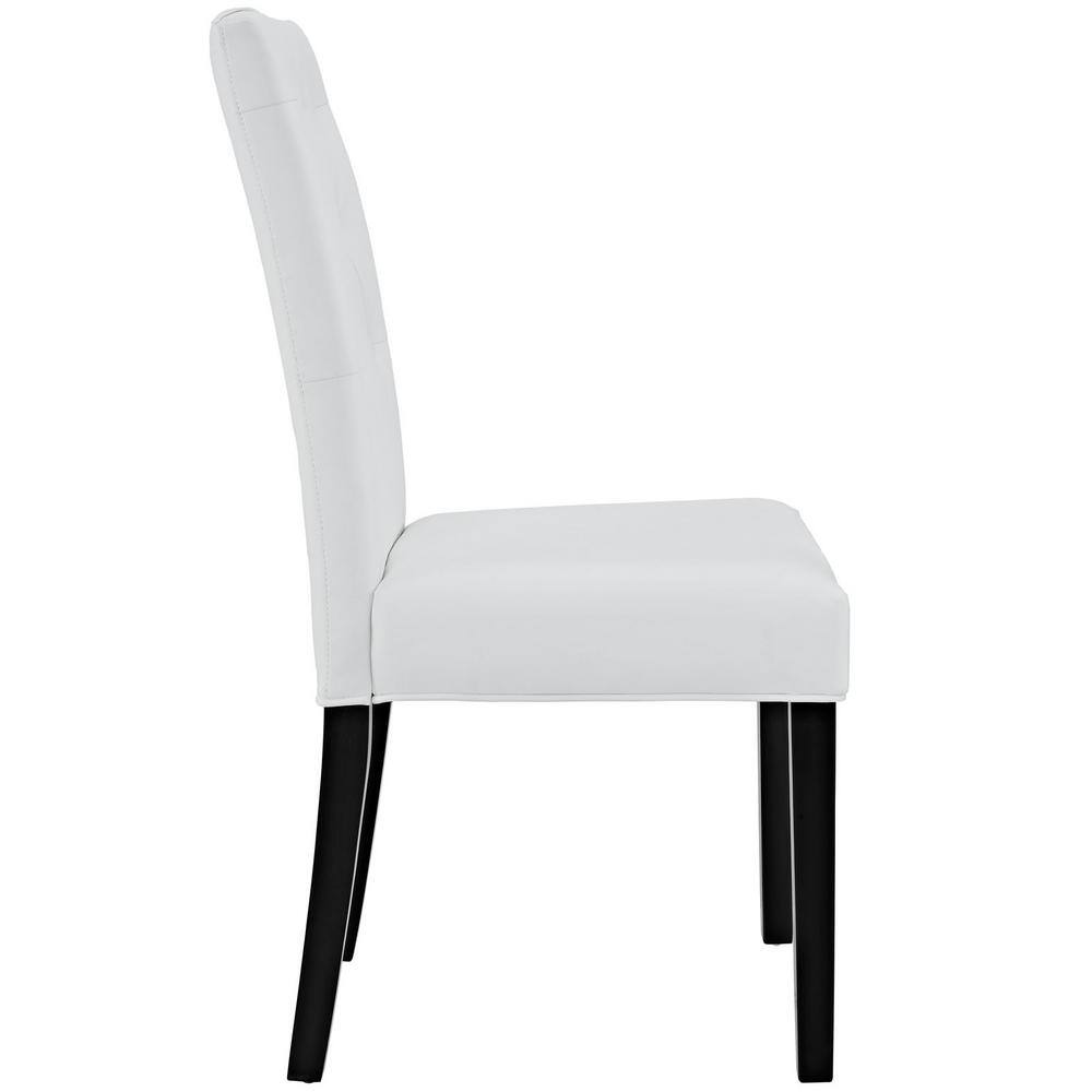 White Faux Leather Upholstered Parsons Side Chair with Wood Legs