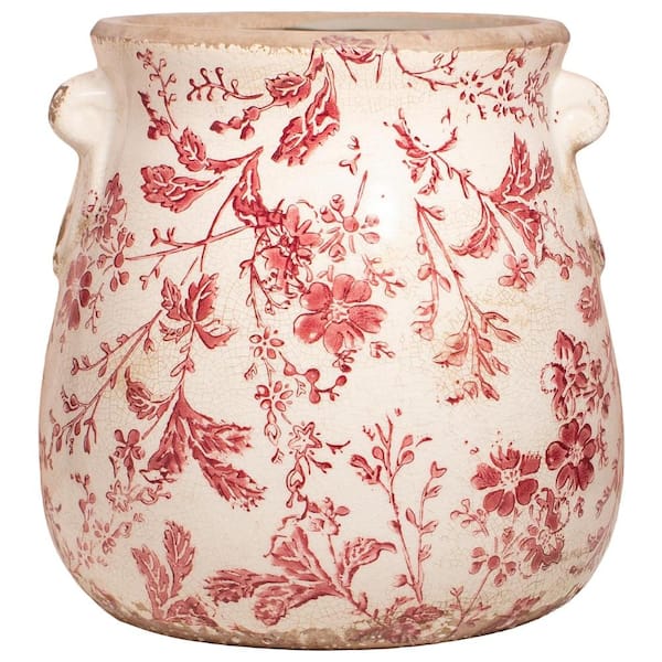 6.68" Rustic Farmhouse Ceramic Flower Pots with Drainage Hole for Indoor/Outdoor Decor