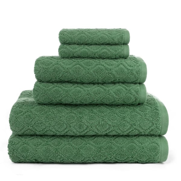 Cheswick 6-Piece Green Dobby Solid Cotton Bath Towel Set 6133T7G850 - The  Home Depot