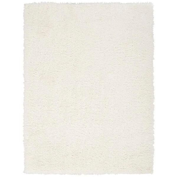 Nourison Lush Shag Ivory 8 ft. x 10 ft. Abstract Plush Contemporary Area Rug
