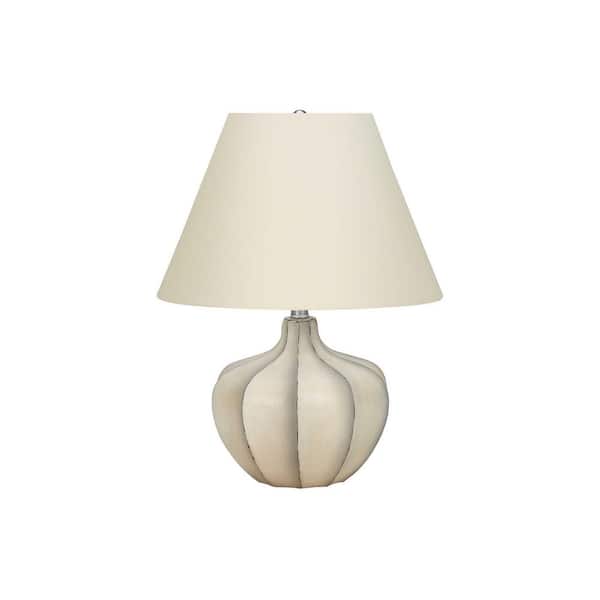 Jushua Transitional 21 in. H Table Lamp White Shade, Cream Resin