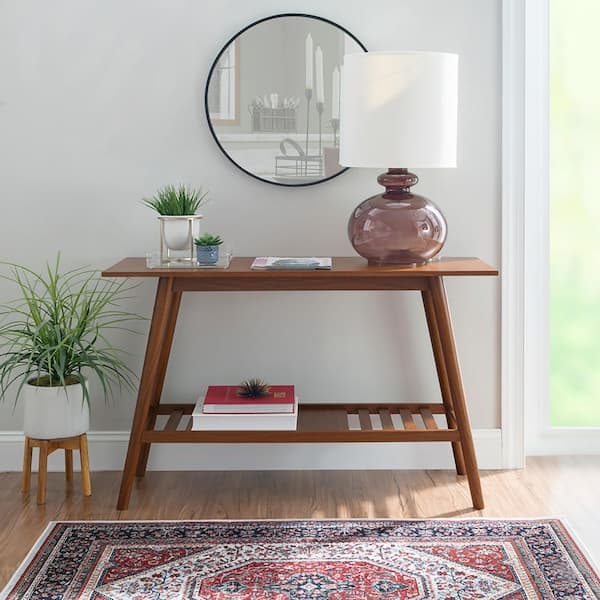 Linon Home Decor Breville 47 in. Walnut Rectangle Wood Console