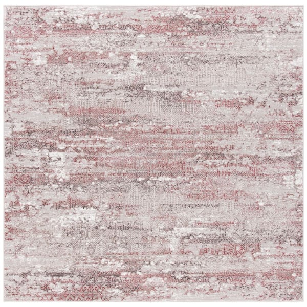 Meadow 8 ft. x 8 ft. Beige/Pink Distressed Abstract Square Area Rug